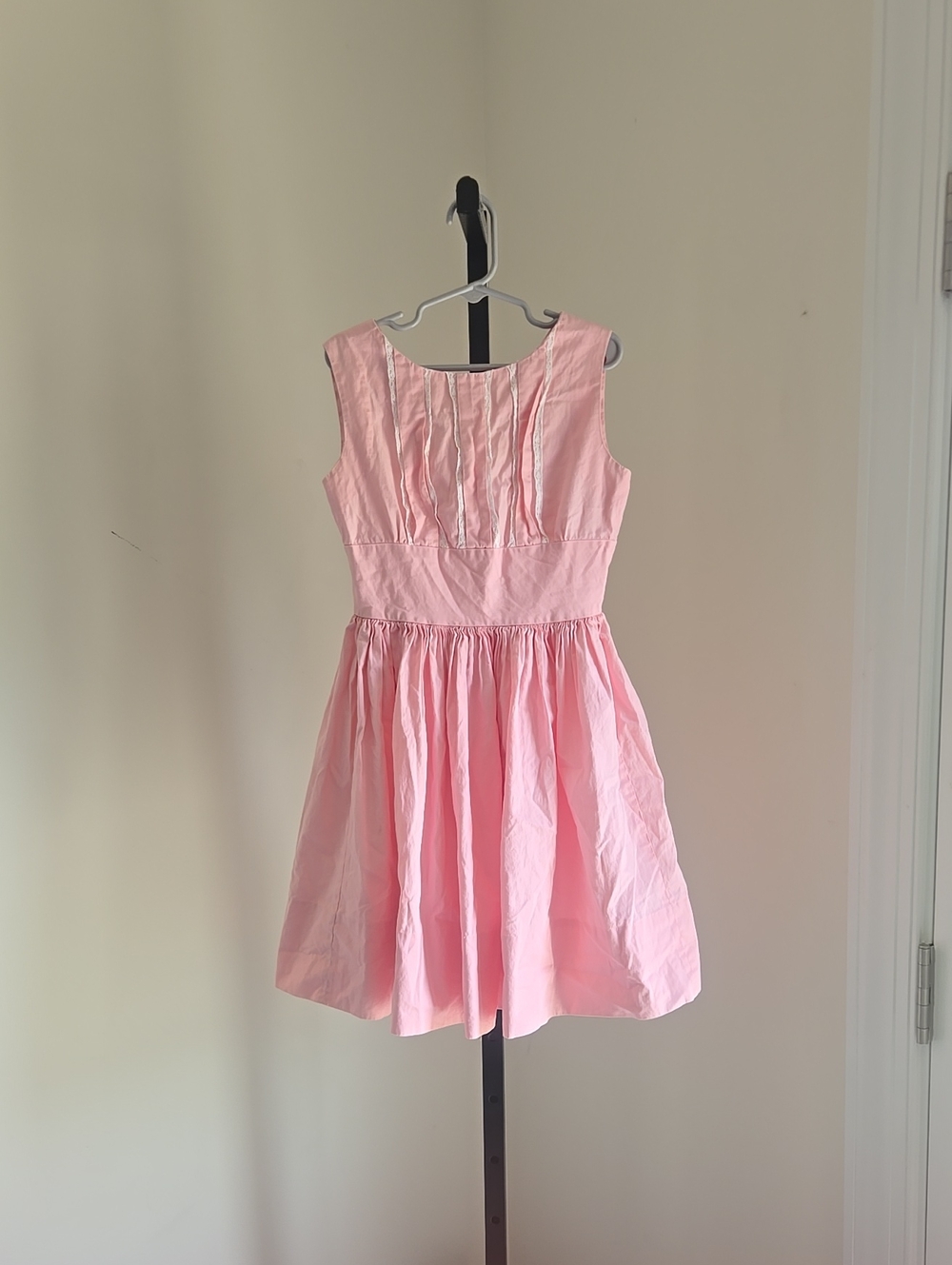 Vintage 1970's Handmade Girls Pink Sleeveless Party Dress Size:7